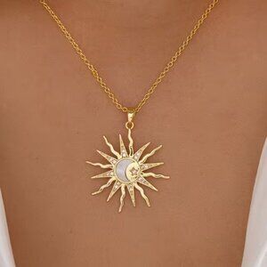 Necklace 6-pointed Star Synthetic Zirconia Necklace, Sun & Moon Star Combination